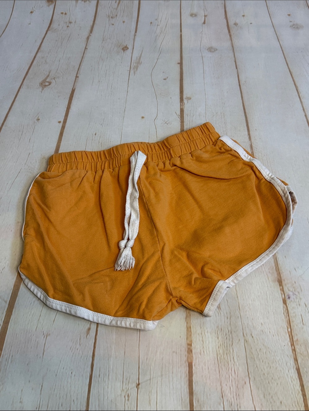 Girls Butterscotch Yellow and White Edged Basic Dolphin Cut Shorts